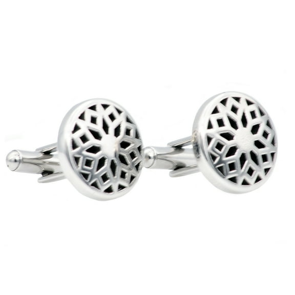 Arista White and Black Men's Artistic Cuff Links in Stainless Steel