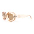 thumbnail image 3 of Iconic Minimal Thick Plastic Mod Oval Fashion Sunglasses Peach - Brown, 3 of 4