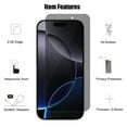thumbnail image 6 of UZWZW (4+2) for iPhone 16 Pro (6.3 inch) Privacy Screen Protector Tempered Glass with Camera Lens Protector, 6 of 7