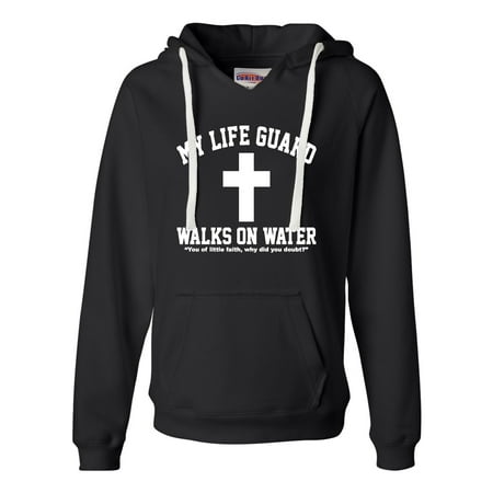 Womens My Life Guard Walks On Water Christian Easter Deluxe Soft Hoodie