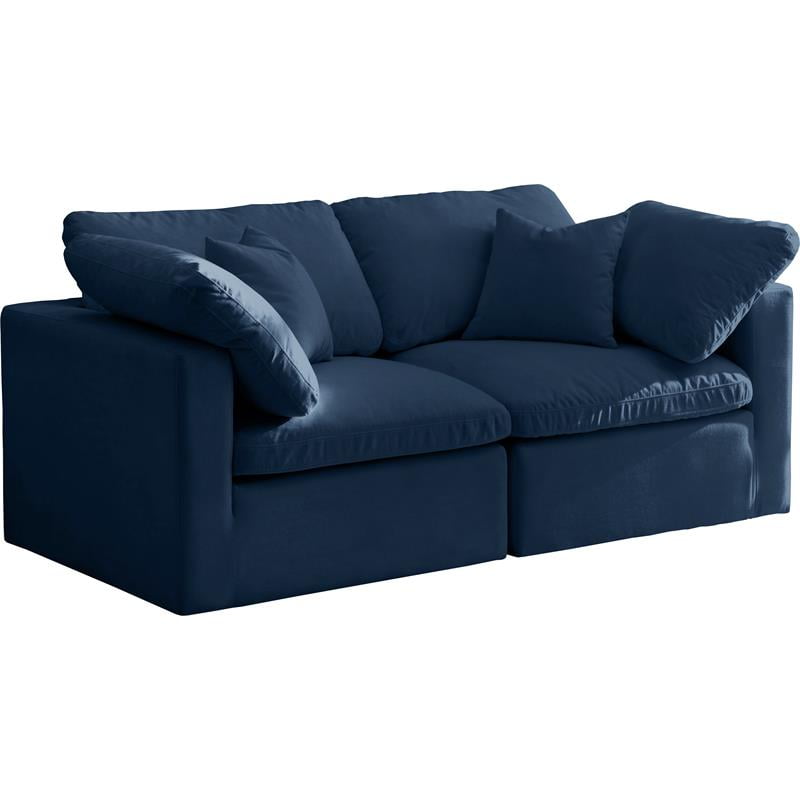 Meridian Furniture Plush Standard Navy Velvet Modular Sofa