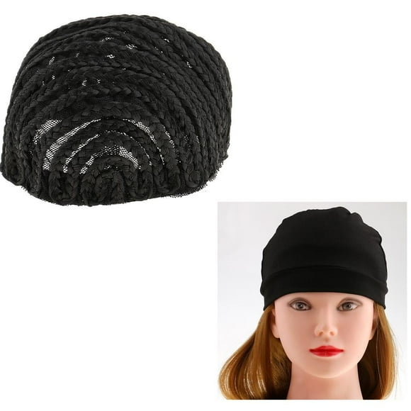 Gorra de peluca de 2 piezas con de malla negra, ligera, banda , ajuste ceñido, ajuste de perfecto, tela de malla, material transpirable, cóm shamjiam Gorro de peluca trenzada