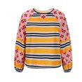 thumbnail image 6 of miqiqism Women's Fashion Spliced Striped Sweatshirts Casual Long Sleeve Loose Blouses Comfy Round Neck Drop Shoulder Pullover Sweatshirt Tops,Orange,XX-Large, 6 of 6