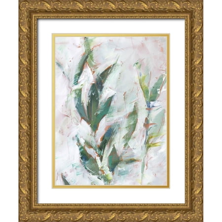 Harper Ethan 15x18 Gold Ornate Wood Framed with Double Matting Museum Art Print Titled - Tropical Foliage Study II