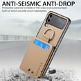 thumbnail image 6 of ELEHOLD Leather Wallet Case for Samsung Galaxy Z Flip 2/1 with Card Slots Finger Ring Holder Slim Thin Premium PU Leather Anti-Scratch Shockproof Protective Case for Men Women,Khaki, 6 of 8
