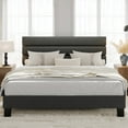 thumbnail image 2 of Full/Queen/King Platform Bed Frame with Adjustable Headboard – Dark Grey Upholstered, 2 of 6