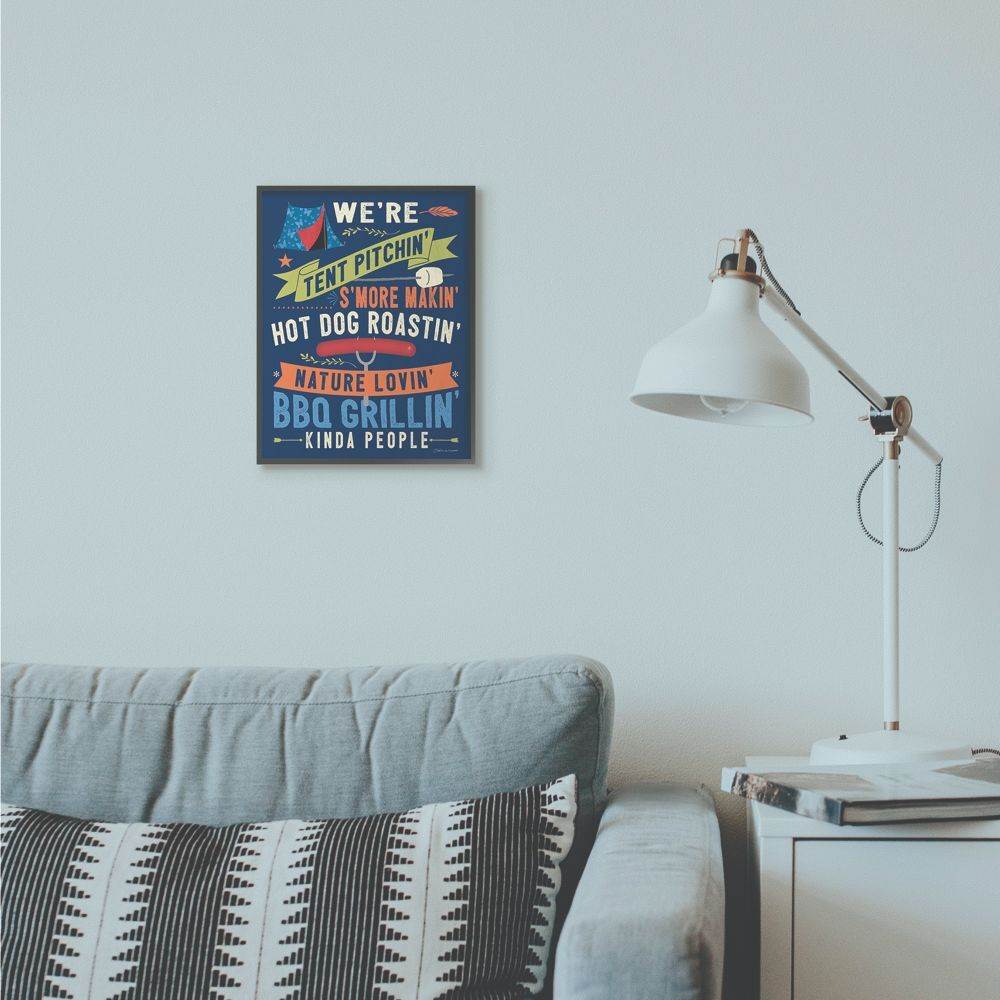 Stupell Industries Camping People Country Home Blue Word Design Framed Giclee Texturized Art by Stephanie Workman Marrott