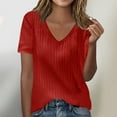 thumbnail image 3 of Ribbed Knitted Tops For Women V-Neck Short Sleeve Shirts Plain Basic T-Shirt Causal Elegant Shirts Summer Tops 2025 Trendcy Tee, 3 of 6