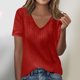 thumbnail image 2 of Camisas de Manga Larga Casual de las Mujeres Color Sólido Nuevo Cuello en V Tira Suelta Cepillada Camisa de Manga Corta, 2 of 6