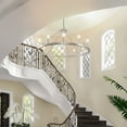 thumbnail image 4 of Magic Home 12-Light Wagon Wheel Chandelier,Modern Farmhouse Large Round Chandelier,Round Kitchen Island Light,Sliver, 4 of 11