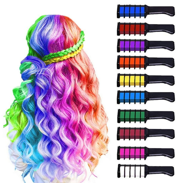 Tiza para el cabello de 10 colores para niñas, peine de tiza para el cabello nuevo, tinte temporal lavable para el cabello para niñas de 7, 8, 9 y 10 años, regalos para niñas de 8 a 10 a 12 años Sincero electrónico