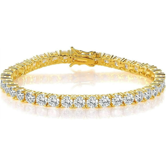 3mm Gold-Plated Tennis Bracelet, Lightweight Luxury Bracelet, Gold-Plated Zircon Bracelet, Cubic Zirconia Men's and Women's Bracelet, 6.0-8.5 Inches, Gold