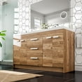 thumbnail image 5 of Eviva Lugano 60" Natural Oak Modern Double Sink Bathroom Vanity w/ White Integrated Top, 5 of 8