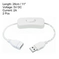 thumbnail image 2 of Unique Bargains USB Extension Cable with ON/Off Switch Extension Cords Adapter Controller for Fans LED Strips White 2 Pack, 2 of 5