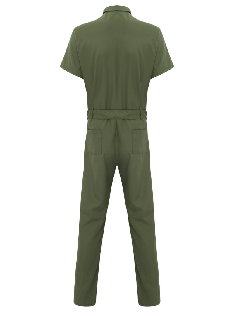 XUNZOO Mens Short Sleeve Work Overalls Zipper Mechanics Workwear