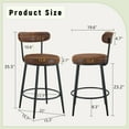 thumbnail image 6 of LUFTUT Bar Stools Set of 2,PU Leather with Stitching, Mid-Century Modern, 26-Inch Tall Barstools for Kitchen Home Bar, Caramel Brown, 6 of 7