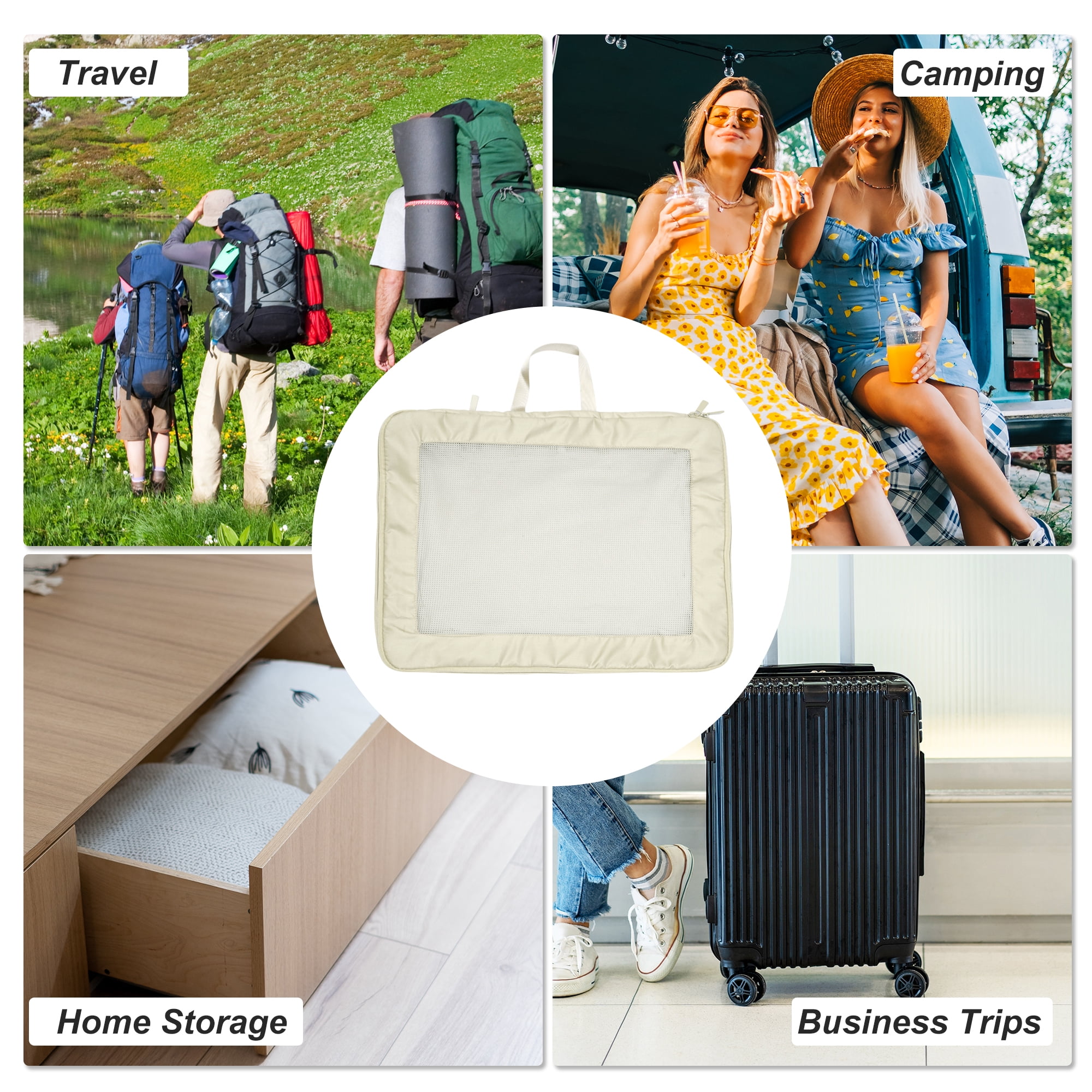 Unique Bargains Portable Packing Cube 1pc Organizer Beige 17.72"x4.72"x12.99"