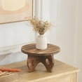 thumbnail image 5 of Farmhouse Wooden Display Stand for Indoor Tabletop Decorative Pedestal with Round Small Stool Design, 5 of 7