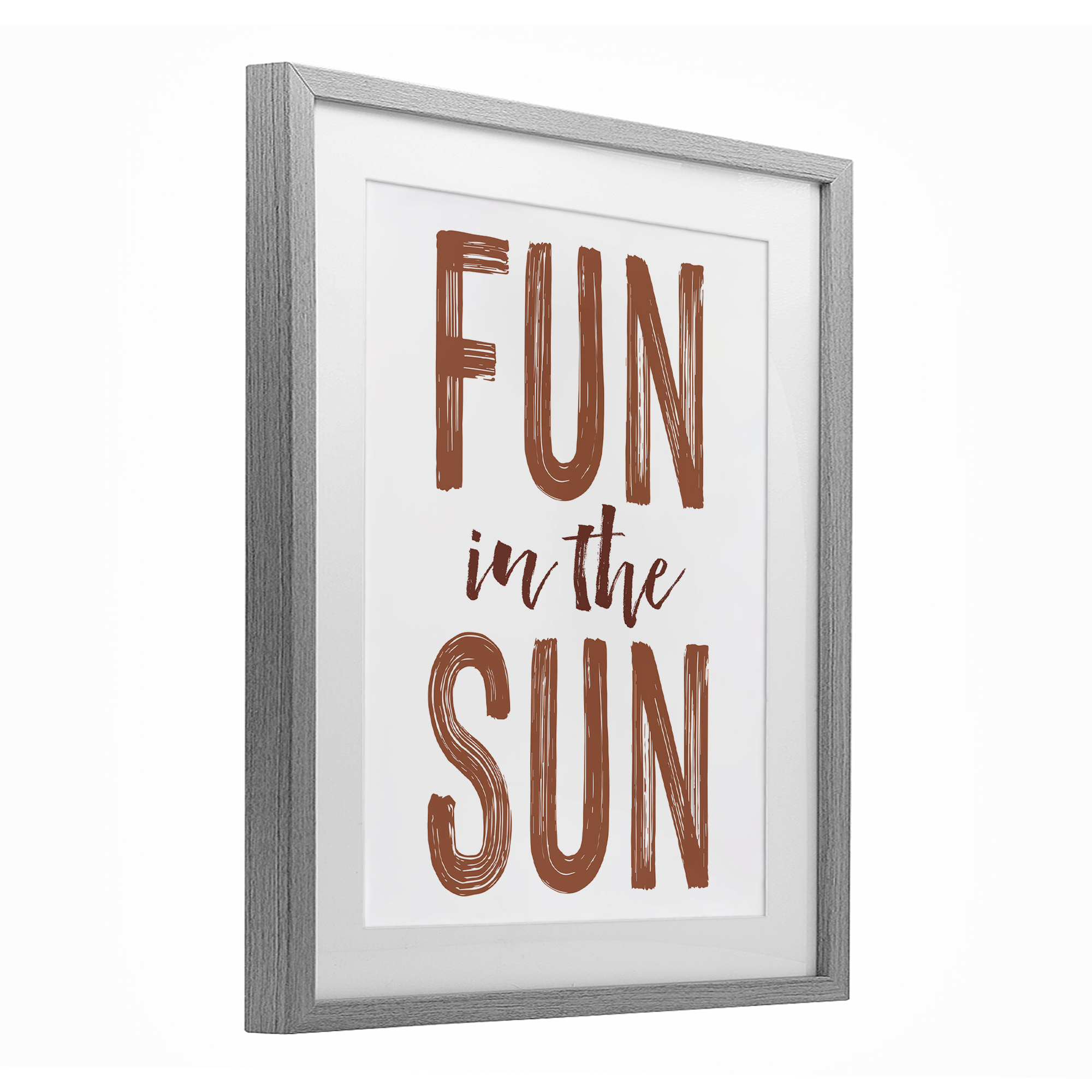 Summer Sentiment Fun In Sun Gray Framed Print Under Glass, design by Lettered and Lined