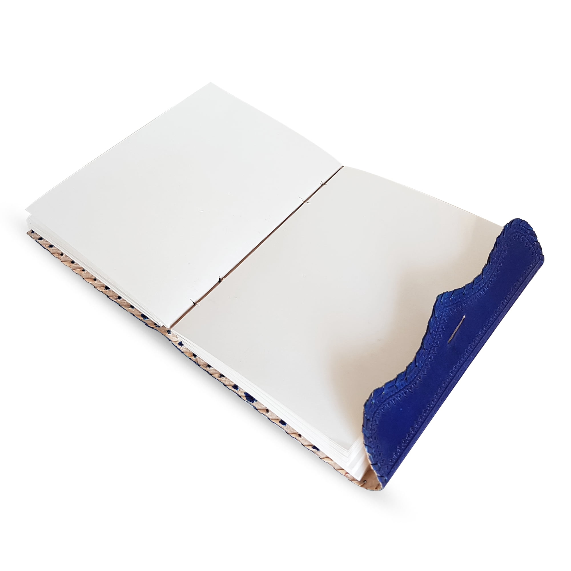 Jaald 10" Leather Journal Blank Notebook Handmade Travel Diary with Lock Writing Bullet Journal Christmas Gift Blue Sketchbook for Artists