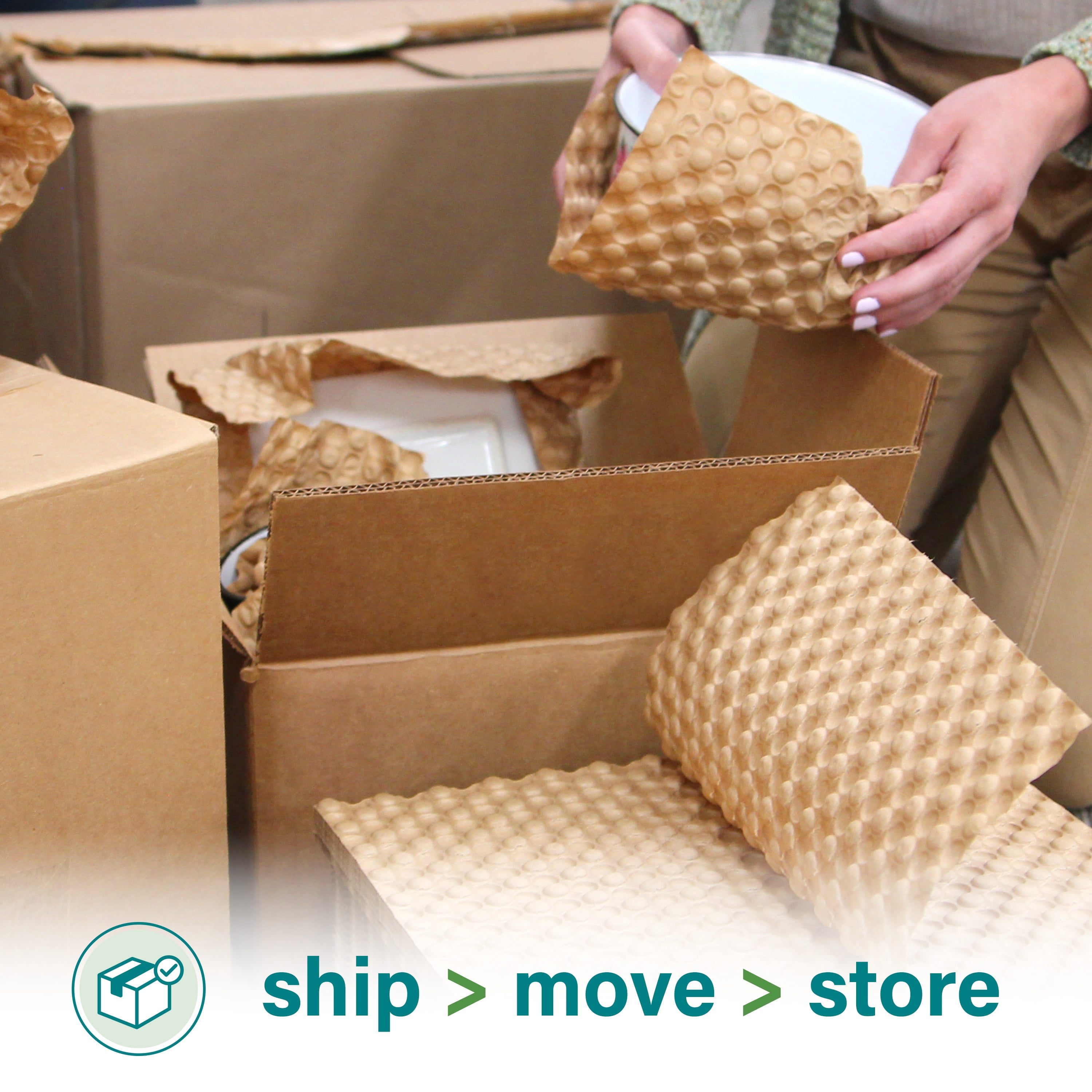 Elementree Paper Bubble Wrap Sheets for Packing, Moving, & Shipping - 84-Carton Pallet (21,000 Sheets) - 12" x 12" - Kraft Bubble Paper - Recyclable Cushioning Wrap - Made in the USA (01913PAL)