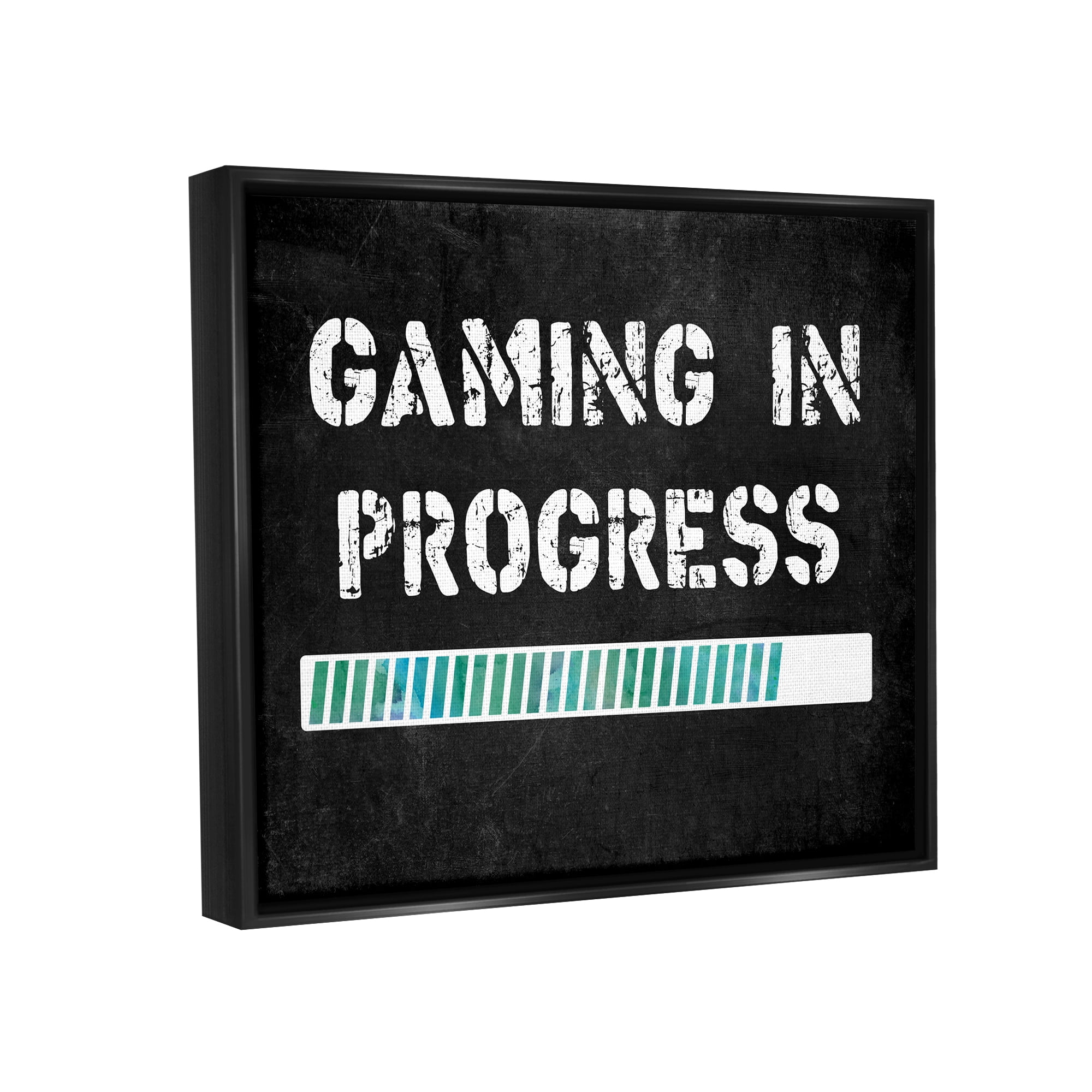 Stupell Industries Gaming In Progress Bar Inspirational Painting Black Floater Framed Canvas Art Print Wall Art, 21 x 17