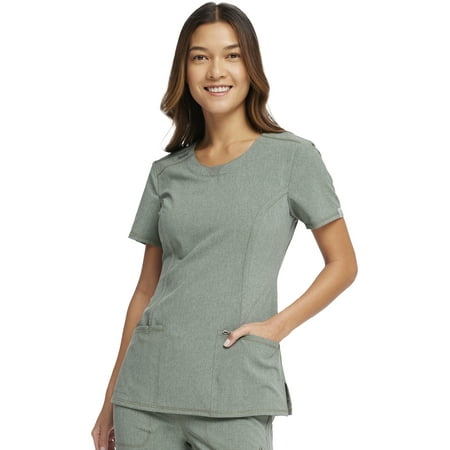 

Cherokee Infinity Scrubs Top For Women Round Neck 2624A XL Spruce Heather