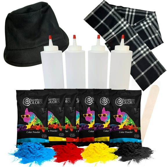 Chameleon Colors Paint Your Own Snowman Kit - Color Powder Snowman Decorating Kit - Includes 8 Packets of Colored Chalk in 4 Colors, 4 Squirt Bottles, Snowman Top Hat, and Scarf