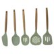 thumbnail image 1 of JUEGO DE 5 UTENSILIOS DE SILICONA COLOR VERDE CON MANGO DE MADERA 39787, 1 of 3