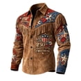 thumbnail image 3 of Telankuip American Independence Day Vintage Tassel Printed Men's Shirts USA 250th Anniversary Long Sleeve Button down Casual Top July 4th Celebration Cowboy Style Shirts 4-Red XXXXL, 3 of 5