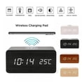 thumbnail image 3 of Wood LED Digital Alarm Clock With Phone Wireless Charging Pad Snooze Function Sound Control Alarm Clock, 3 of 7