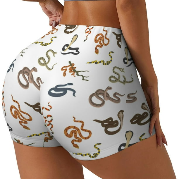 Fotbe Snake Shorts Sin Costuras – Shorts Deportivos de Cintura Alta para Mujer, Elásticos para Gimnasio, Yoga, Running o Ciclismo-Small