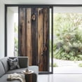 thumbnail image 3 of Black Brown Board Window Privacy Film, Vintage Chic Shabby Wooden Grain Static Cling UV Sun Blocking Heat Control Window Tint Day and Night, Non-Adhesive One Way Windows Privacy Cover 35.4''x78.7'', 3 of 7