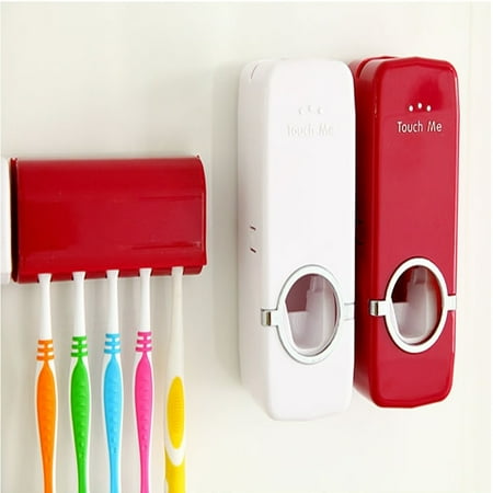 - Automatic Toothpaste Dispenser + 5 Toothbrush Holder Set With Wall Mount Stand Bathroom Home & Kitchen Accessories Home Decor Today's Special Offer
