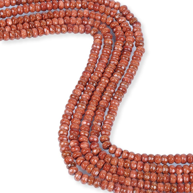 Handmade Red Sunstone Gemstone 8mm Round Beads Elastic Bracelet 7 Inch
