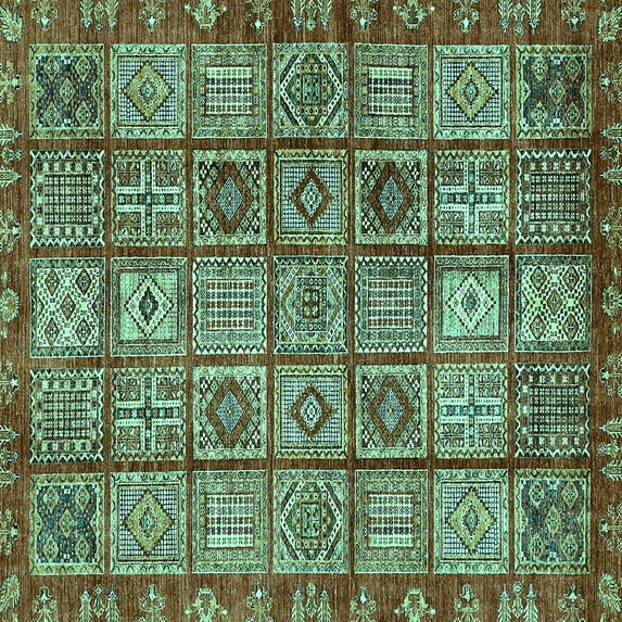 Ahgly Company Indoor Square Abstract Turquoise Blue Modern Area Rugs, 6' Square