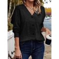 thumbnail image 4 of Females Long Sleeve T Shirts Trendy V Neck Tunic Tops Dressy Causal Ribbed Blouse Loose Comfy Spring Clothes Black XXL, 4 of 7