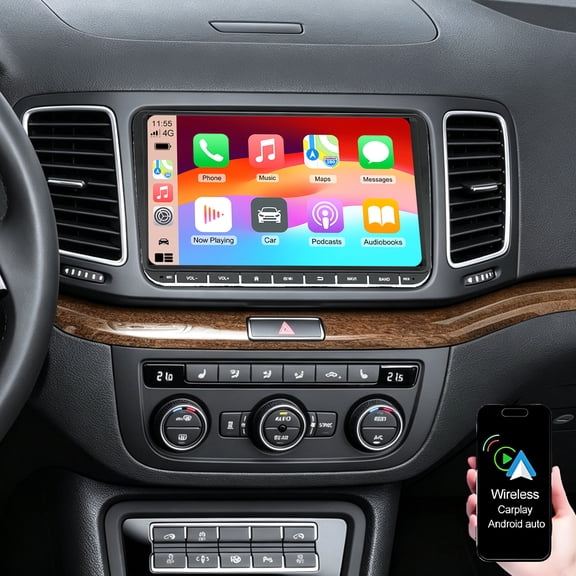 Dexico Car Stereo Radio for VW Sharan 2009-2023 with Wireless Carplay Android Auto, 9 inch IPS Screen Car Radio with GPS Bluetooth FM/RDS SWC Mirror Link Backup Camera, 4G 64G