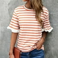thumbnail image 4 of Orange Womens Blouses Women's Summer Top Women's T Shirt Beach Vacation Fashion Spring Business Casual Wear Sports Wear Short Sleeved T Shirt Ladies Tops and Blouses, 4 of 6
