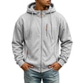 thumbnail image 2 of Fanshiluo Men's Hooded Full Zip Multi-Pocket Sweatshirt, Long Sleeve Casual Warm Jacket,Size S-3XL, 2 of 9