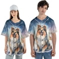 thumbnail image 4 of Hello Winter Shetland Sheepdog Welcome Snowy Night Watercolor Vintage All Over Print 3D Baseball Shirt Sheltie Dog Lover Gifts Softball Sport - 01011, 4 of 6