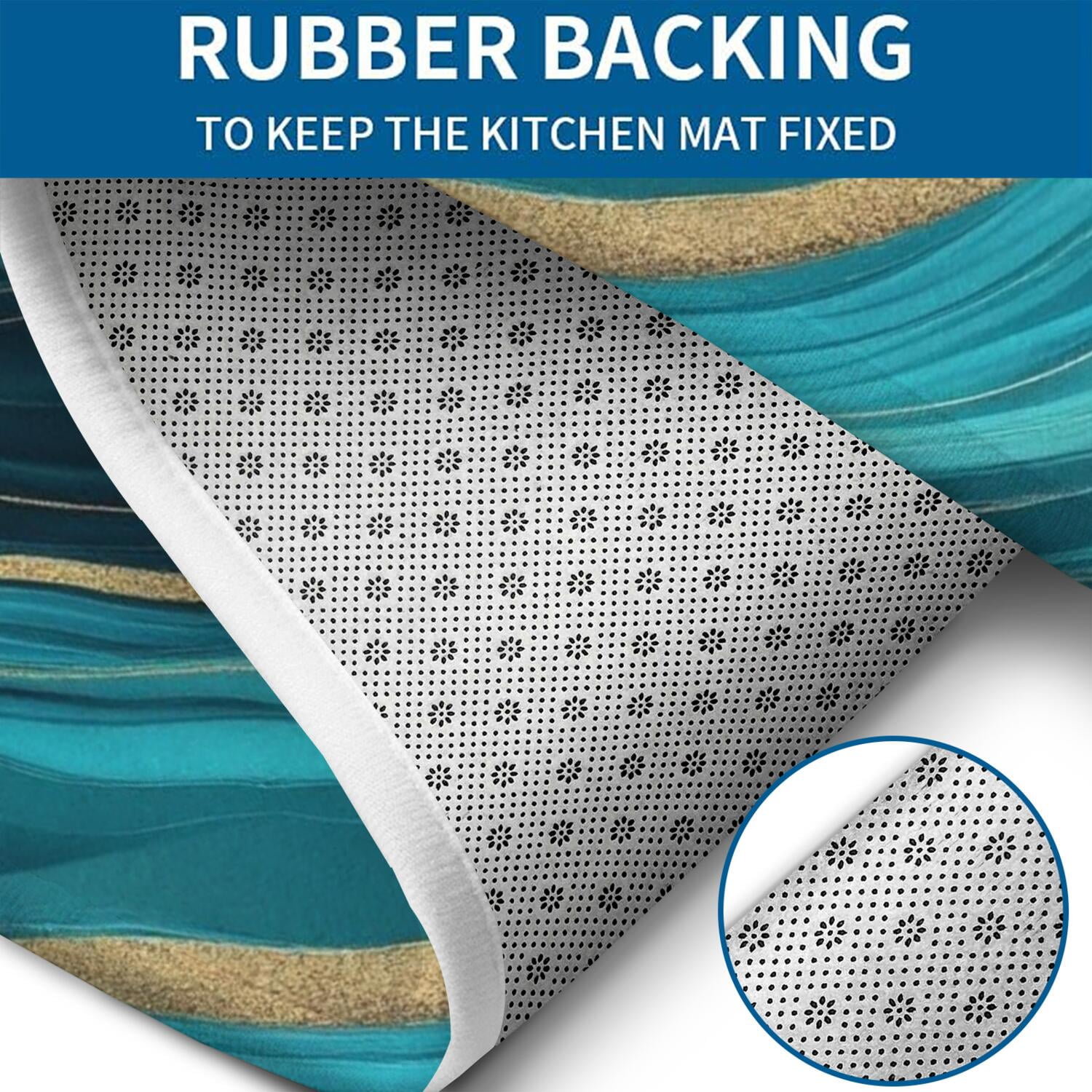 Teal Marble Gold Wave Pattern Bathroom Rugs Sets 3 Piece,Toilet Cover Set,Absorbent Non Slip Bathroom Mats Sets with U-Shaped Contour Rug Toilet Rug Set