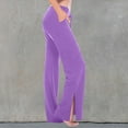 thumbnail image 2 of Wyobmus Women's Yoga Pants Modal Elastic High Waist Slim Workout Pants Casual Stretch Side Split Yoga Fitness Pants Solid Purple, 2 of 6
