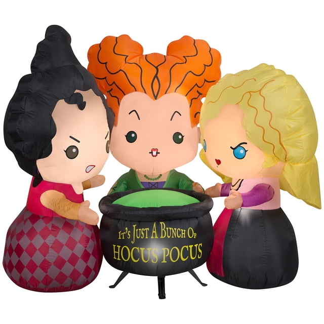 Gemmy - Escena Inflable De Hocus Pocus Sanderson Sisters De 4,5 Pies De Alto, Decoración De Halloween De Disney
