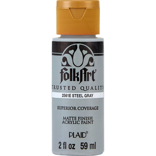 FolkArt Acrylic Craft Paint, Matte Finish, Steel Gray, 2 fl oz