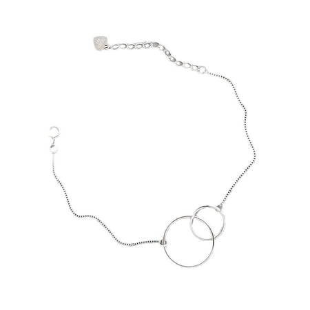 925 Silver Circle Bracelet Sterling Silver Geometric Chain Bracelet