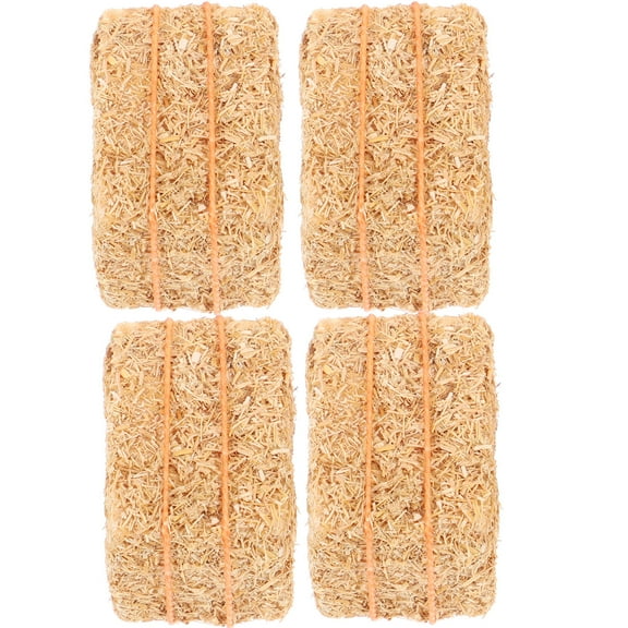 LEORX Mini Hay Bales for Decoration Diy Sand Table Decor 4Pcs 1.2x0.8x0.8in