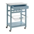 thumbnail image 5 of Linon Clarke 4-Tier Mobile Serving Cart with Stainless Steel Top, 22.75" Length, Blue, 5 of 14