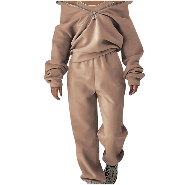 Pisexur Women's Lounge Set Fleece Two Piece Outfit Half Zip Sweatshirt and Joggers Pants Set Tracksuit