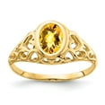 thumbnail image 1 of Real 14kt Yellow Gold 7x5mm Oval Citrine Checker Ring Size: 6; for Adults and Teens; for Women and Men, 1 of 1